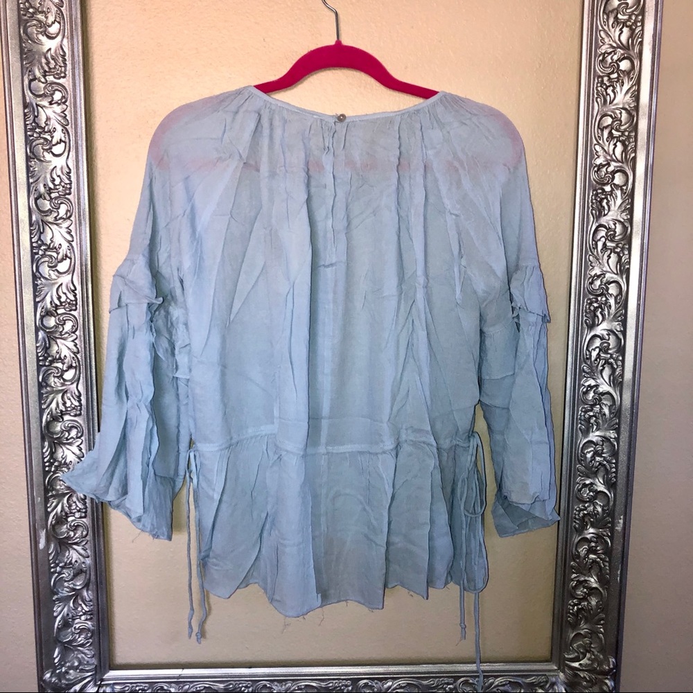 Flowy Blue Bell Sleeve Blouse - Picture 10 of 11